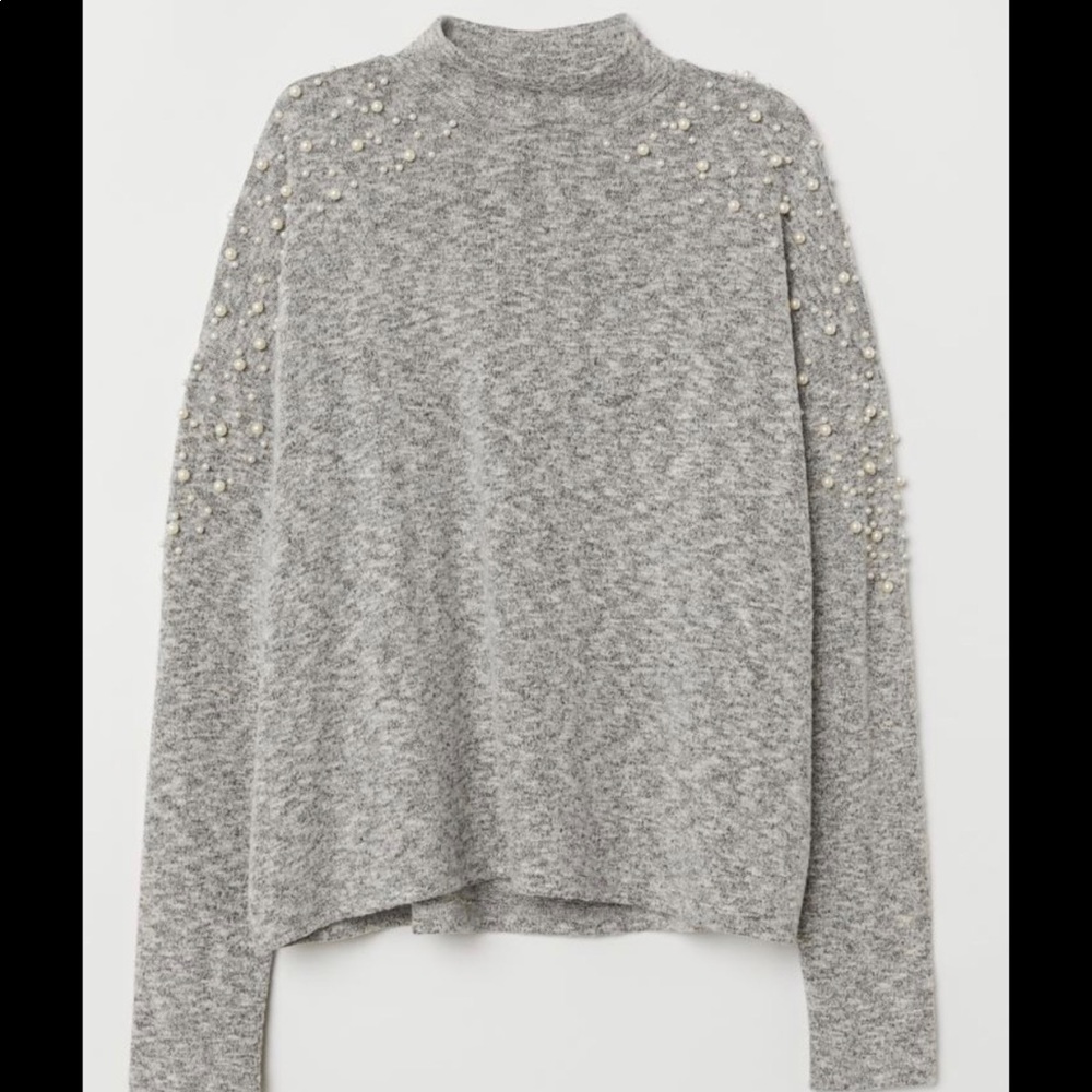 Beaded Mock Neck Sweater